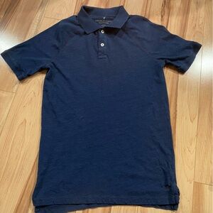 American Eagle Outfitters Men's Dark Blue Polo Shirt—S